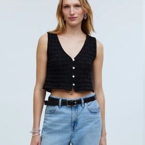 Madewell basketweave stitch vest black